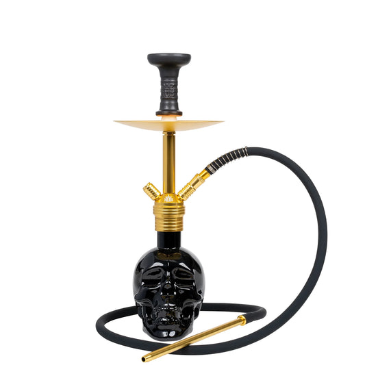 MOB SKULL Hookah 20” 2H - Gold/Black Base